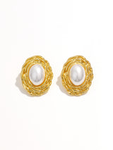 Fashion Decoration Exquisite Pearl Oval Earrings