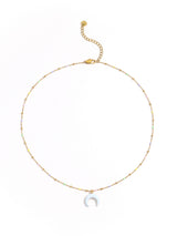 Romantic Colorful Beads Decor Moon Pendant Necklace