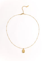 Charm Word Gold Rectangle Pendant Long Necklace