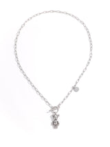 Classic Silver Bear Pendant Long Necklace
