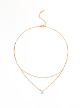 Baroque Diamond Pendant Double Chain Gold Necklace