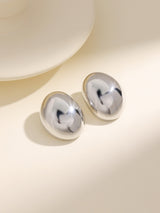 Large Oval Detailed Premium Silver Earrings