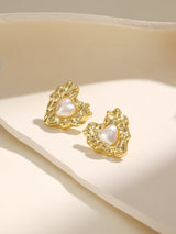 Fashion Irregular Heart Shape Pearl Earrings