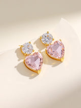 Fashion Crystal Heart Shape Pendant Dangle Earrings