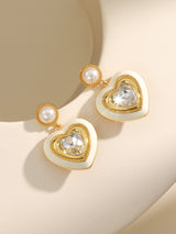 Fashion Rhinestone Heart Drop Earrings