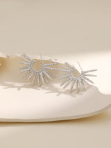 Fashion Boastful Silver Dazzling Feather Shape Earrings