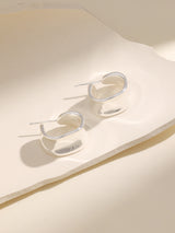 Fashion Minimalist Silver Wide Brimmed C-Shape Earrings