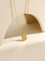 Charm Word Gold Rectangle Pendant Long Necklace