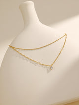 Baroque Diamond Pendant Double Chain Gold Necklace