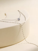 Luxury Bead Diamond Pendant Silver Double Chain Necklace