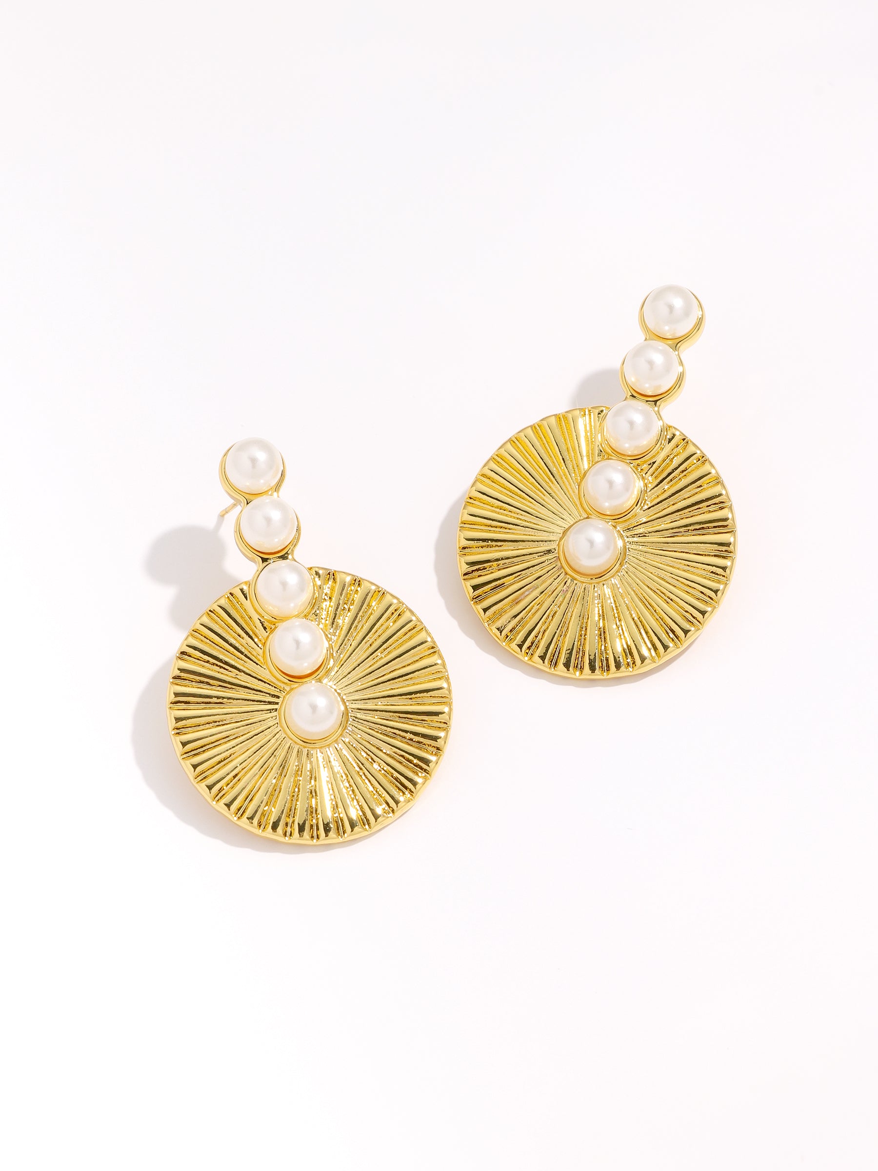 Pearl & Textured Disc Earrings