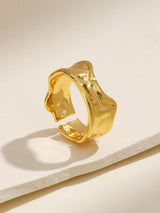Wide Textured Cigar Band Gold Ring