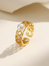 Vintage Art Deco Pearl Gold Ring