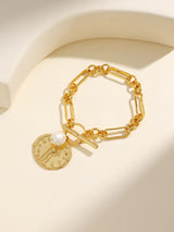 Minimalist Pearl Coin Gold Bracelet