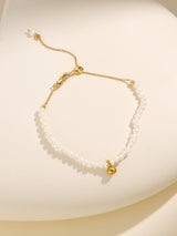Classic Pearl Gold Pendant Long Bracelet