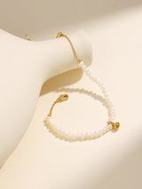 Classic Pearl Gold Pendant Long Bracelet