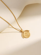 Caribbean Coin Wheel Pendant Gold Necklace