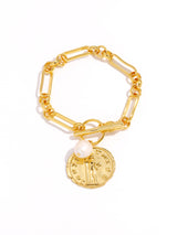 Minimalist Pearl Coin Gold Bracelet