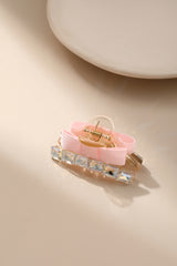 Luxury Diamond Decor Pink Ribbon Claw Clips Hair Accessories
