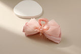 Sweet Bead Flower Decor Pink Bow Clip Hair Accessories