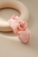 Sweet Bead Flower Decor Pink Bow Clip Hair Accessories