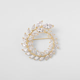 Vintage Art Diamond Gold Wheat Leaf Brooch