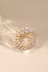 Vintage Art Diamond Gold Wheat Leaf Brooch