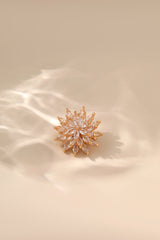 Bright Crystal Gold Pave Starburst Brooch