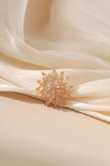 Bright Crystal Gold Pave Starburst Brooch
