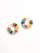French Romantic Colorful Glaze Round Decor Gold Earrings