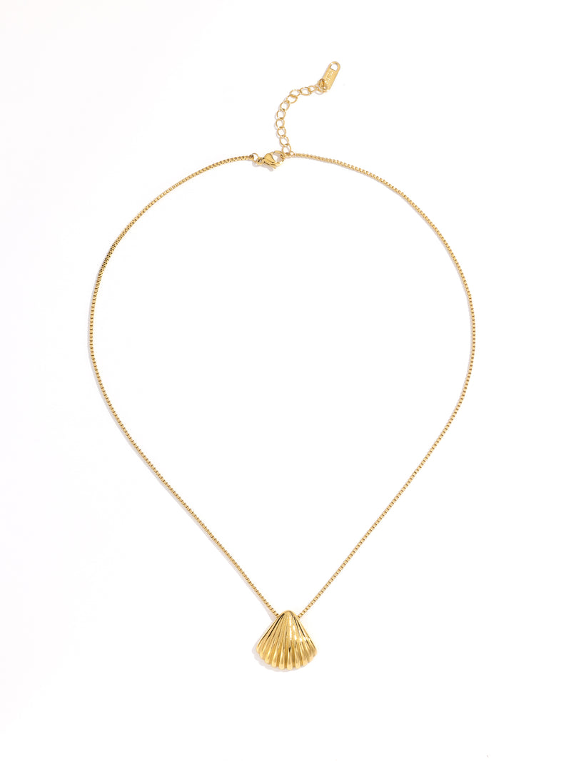 Mermaids Gold Shell Pendant Necklace