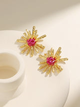 Fashion Exaggerated Copper Crystal Flower Earrings