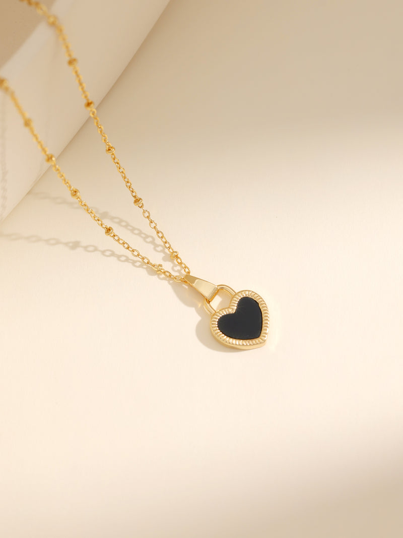 Mysterious Fashion Black Heart Gold Long Necklace