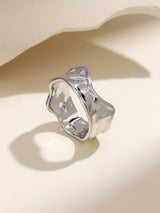 Wide Textured Cigar Band Silver Ring