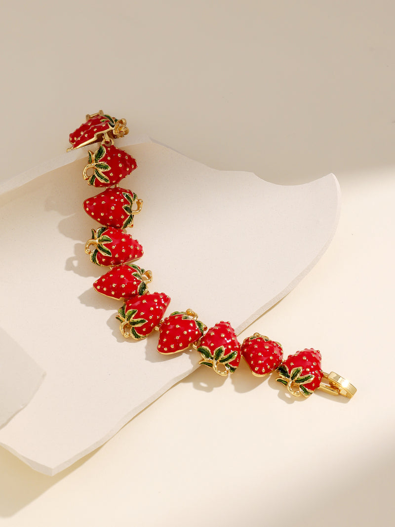 Sweet Strawberry Gold Bracelet