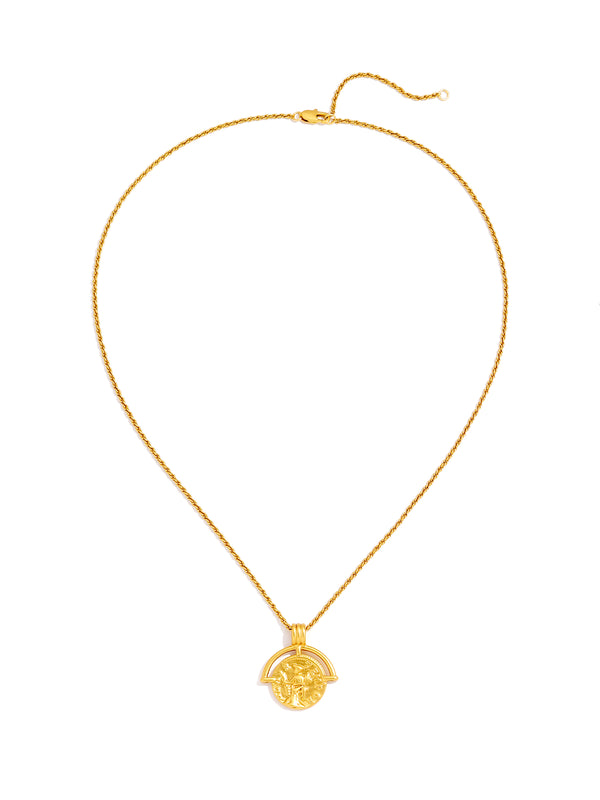 Caribbean Coin Wheel Pendant Gold Necklace