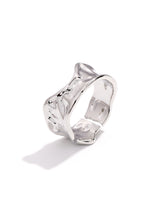 Wide Textured Cigar Band Silver Ring