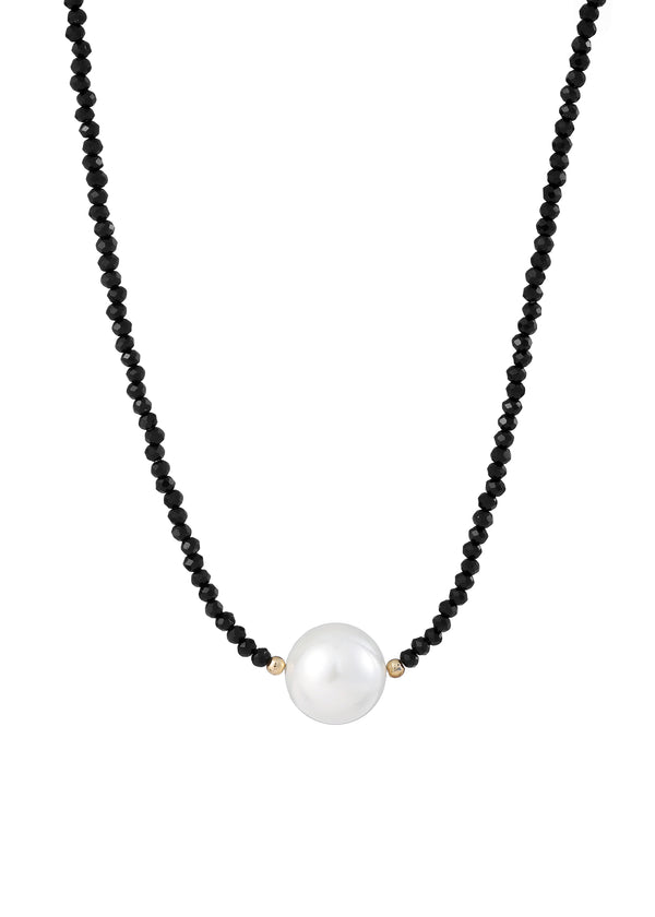 Fashion Black Bead Crystal Pearl Pendant Necklace
