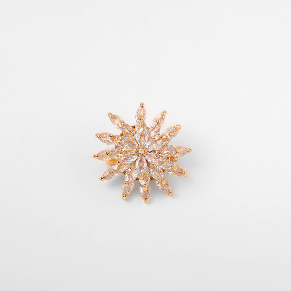 Bright Crystal Gold Pave Starburst Brooch