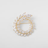 Vintage Art Diamond Gold Wheat Leaf Brooch