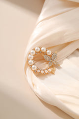 Elegant Diamond Butterfly Decor Wreath Pearl Brooch